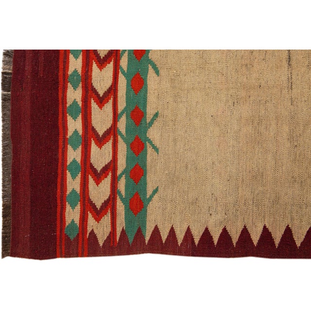 2020s Modern Kilim Handmade Multicolor Geometric Wool Runner For Sale - Image 4 of 7