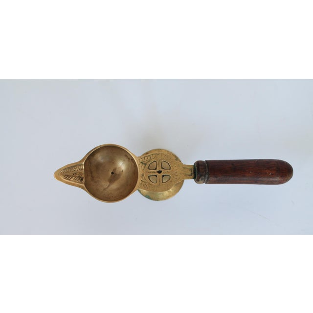 Boho Chic Vintage Brass Oil Lamp or Diya With a Wooden Handle For Sale - Image 3 of 5