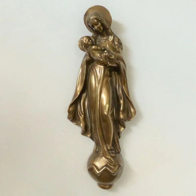 Art Deco Brass Wall Sculpture, Maria with Child For Sale - Image 6 of 6