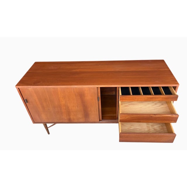1960s Danish Modern Walnut Sideboard With Sliding Doors For Sale - Image 4 of 18