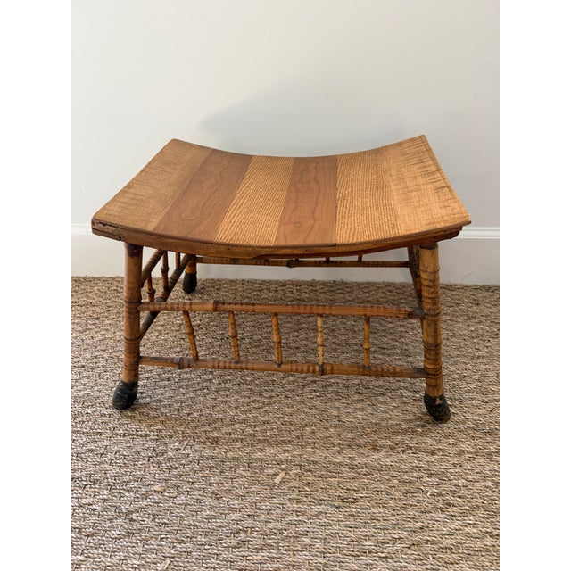 English Antique English Root Bamboo Thebes Stool Egyptian Revival For Sale - Image 3 of 10