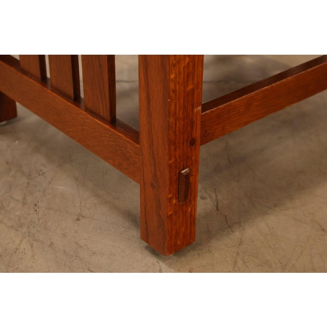 Brown Stickley Mission Collection Oak & Leather Ottoman Footstool For Sale - Image 8 of 18