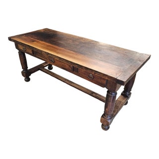 Early 19th Century Antique 3-Drawer French Refectory Table/Desk For Sale