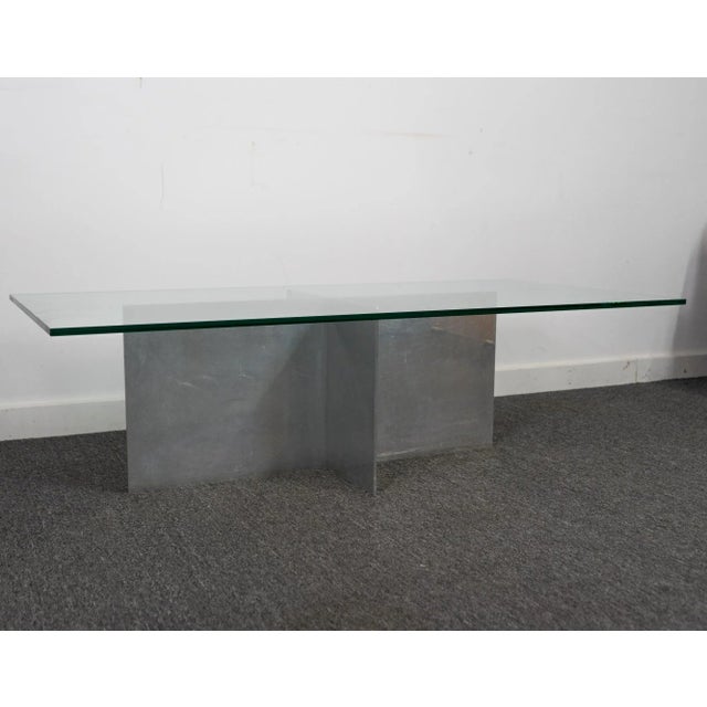 Vintage Paul Mayen for Habitat designed aluminum base glass top coffee table. Minimalist design works in any contemporary...