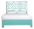 Lattice Back Platform Bed Queen, Turquoise For Sale
