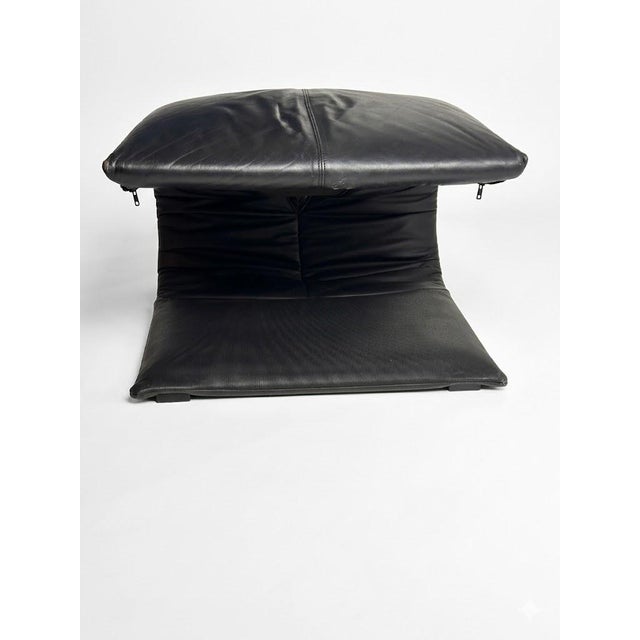 Animal Skin Set of Vintage Leather Lounge Chair with Ottoman from Ligne Roset, 1980s For Sale - Image 7 of 9