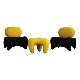 Living Room Set by Anna & Carlo Bartoli for Rossi Di Albizzate, 1980s, Set of 3 For Sale