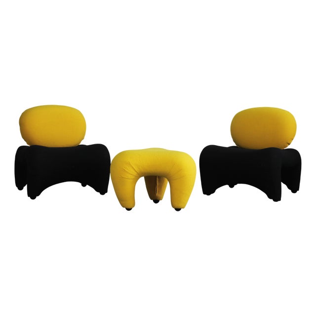 Living Room Set by Anna & Carlo Bartoli for Rossi Di Albizzate, 1980s, Set of 3 For Sale