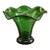 Vintage Emerald Green Ruffled Art Glass Vase For Sale
