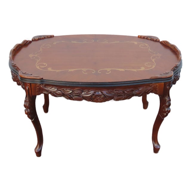 French Hand Carved Inlay Coffee Table 6922 For Sale
