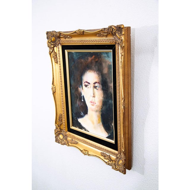 Mid-Century Modern Mid Century Modern Painting Portrait Original Art Artist Woman Watercolor Signed For Sale - Image 3 of 12