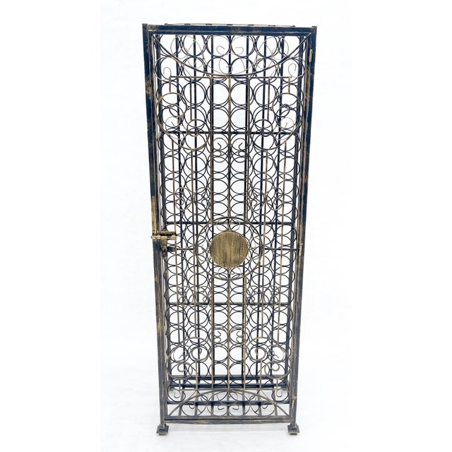 Very Large 96 Bottles Cage Shape Wine Rack Locker Wrought Iron