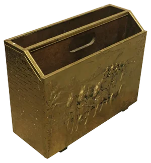 Art Deco Beaten Brass Magazine Rack, 1930s
