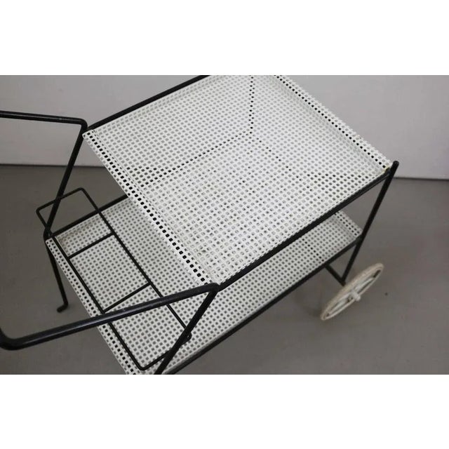 1950s Serving Cart in Perforated Sheet Metal & Steel by Mathieu Mategot, 1960s For Sale - Image 5 of 9