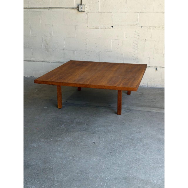 Brown Large Danish Mid Century Modern Oak Square Coffee Table Scandinavian Low Table For Sale - Image 8 of 9