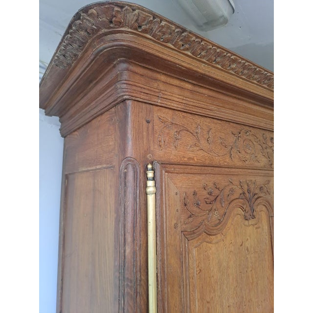 Wood Normandy Oak Marriage Armoire, 1860 For Sale - Image 7 of 11