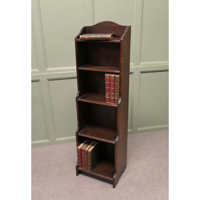 Wood Art Deco Slim Bookcase in Golden Oak, 1900 For Sale - Image 7 of 8
