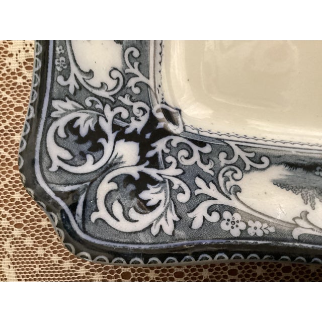 Rare Antique Ford & Sons "Verona" Flow Blue Meat Serving Platter-Bruslem England-Cows For Sale - Image 9 of 13