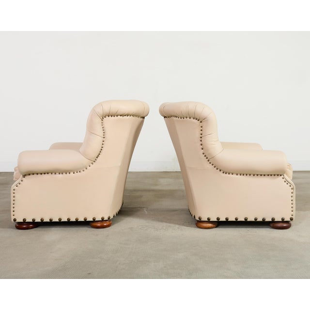Pair of Ralph Lauren Style Leather Writer's Chairs + Ottomans For Sale In Sacramento - Image 6 of 18