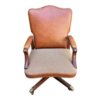 Vintage Gunlocke Leather Desk Chair For Sale