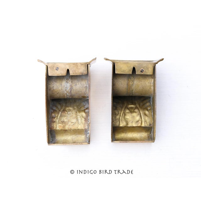 Vintage Brass Ornate Curtain Drapery Rod Holders Corbel Brackets - Set of 2 For Sale In Greenville, SC - Image 6 of 7