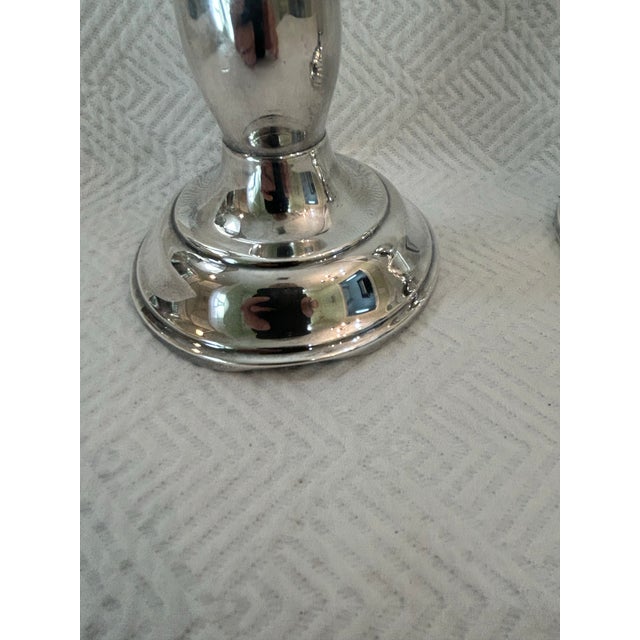 Vintage F B Rogers Paul Revere Reproduction Silver Plate Candlestick Holders - A Pair For Sale - Image 10 of 11