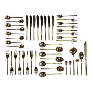 Vintage Boxed Nickel Bronze Flatware Snack Set, 45 PCS