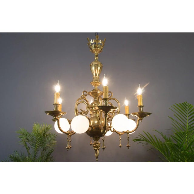 Antique Baroque Brass and Bronze Chandelier For Sale - Image 12 of 18