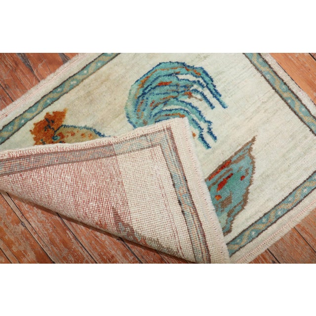 Late 20th Century Vintage Turkish Rooster Rug - 1'6" x 1'11" For Sale - Image 5 of 5