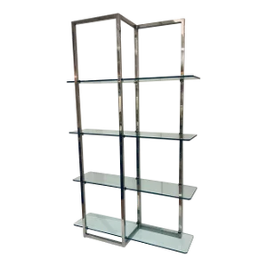 Lillian August for Hickory White Glass Chrome Finished Amaud C. Bookcase