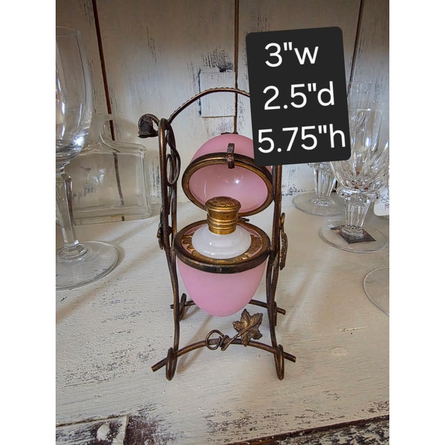Pink Opaline Egg Palais Royal Scent Bottle Holder For Sale - Image 4 of 9
