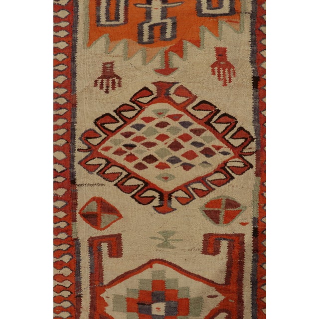 Rug & Kilim Vintage Tribal Kilim Runner in Beige, Red and Orange Geometric Patterns For Sale - Image 4 of 7