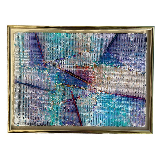 Plastic Paul Maxwell, Large Modern Abstract Cast Stencil Painting Paul Maxwell Mod Constructivist Neon, 1989 For Sale - Image 7 of 12