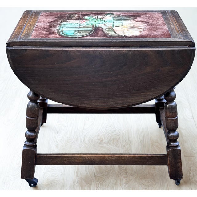 Mid-Century Jacobean Style Swedish Drop Leaf Side Table For Sale In Seattle - Image 6 of 14