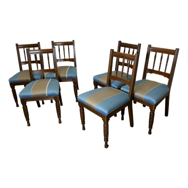 Edwardian Oak Dining Chairs, 1890s, Set of 6 For Sale