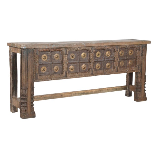 Console Table Constructed From Antique Indian Carved Elements and Reclaimed Wood For Sale