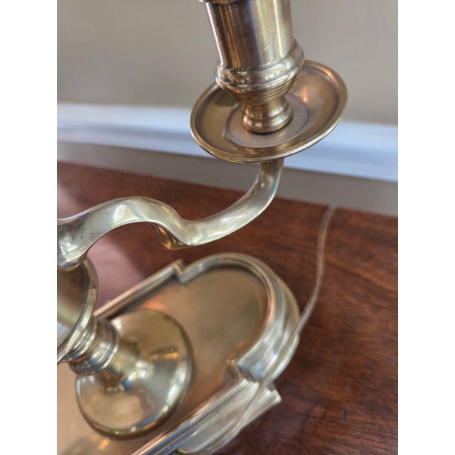 Late 20th Century Frederick Cooper Brass Bouillotte Lamp & Black Tole Shade For Sale - Image 9 of 15