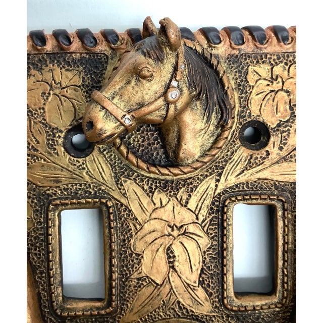 Vintage Equestrian Hand Painted Ceramic Switch Plate Cover For Sale - Image 4 of 11