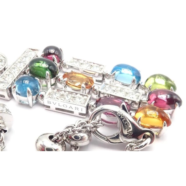 1990s Bulgari Allegra Diamond Color Stones White Gold Necklace For Sale - Image 10 of 10