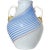 Murano Dino Martens 50s White Blue Ribbons Gold Flecks Vintage Italian Art Glass Flower Vase For Sale In Orlando - Image 6 of 6