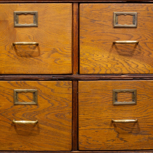 Monumental Yawman and Erbe Oak Five-Section Modular File Cabinet c.1910 For Sale In San Francisco - Image 6 of 13