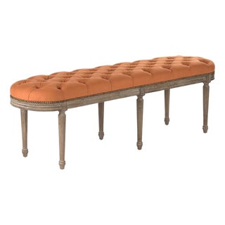 Michel Tufted Bench - Orange Cotton / Limed Grey Oak Frame For Sale