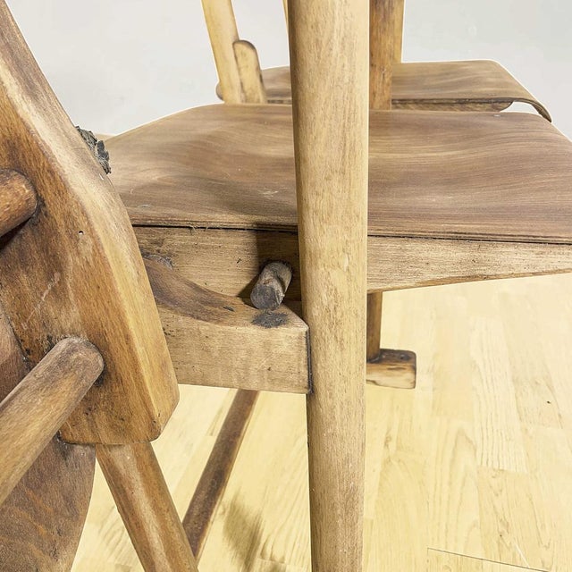 Wooden Four-Seat Cinema Bench, Italy, 1950s For Sale - Image 16 of 18