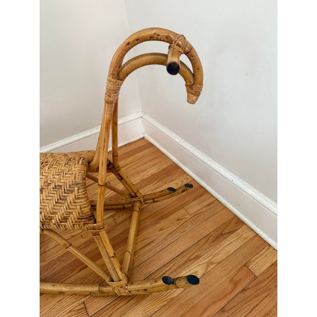 Contemporary Large Mid-Century Franco Albini Bamboo Rattan Rocking Horse For Sale - Image 3 of 12