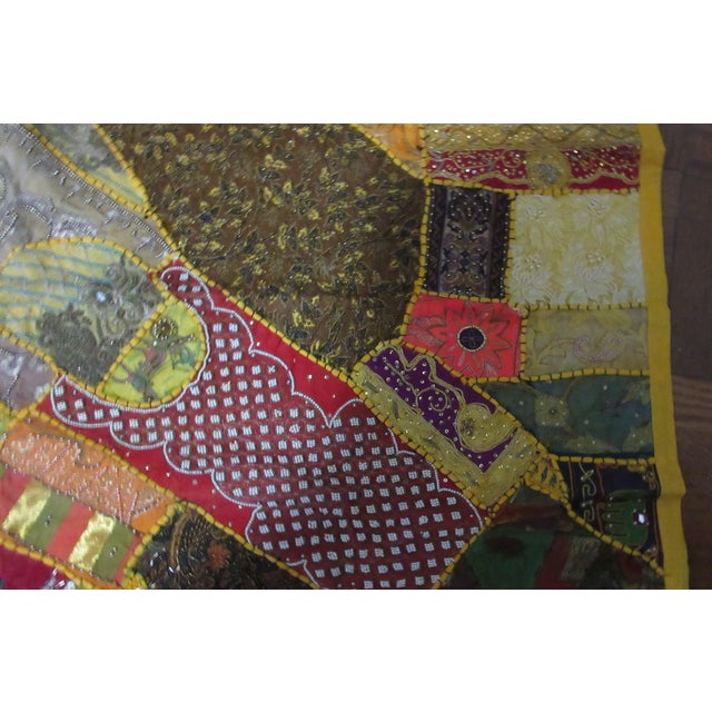 Vivid Embroidered Patchwork Quilt Handcrafted Textile Art - Jerusalem 36"x24" For Sale - Image 9 of 16