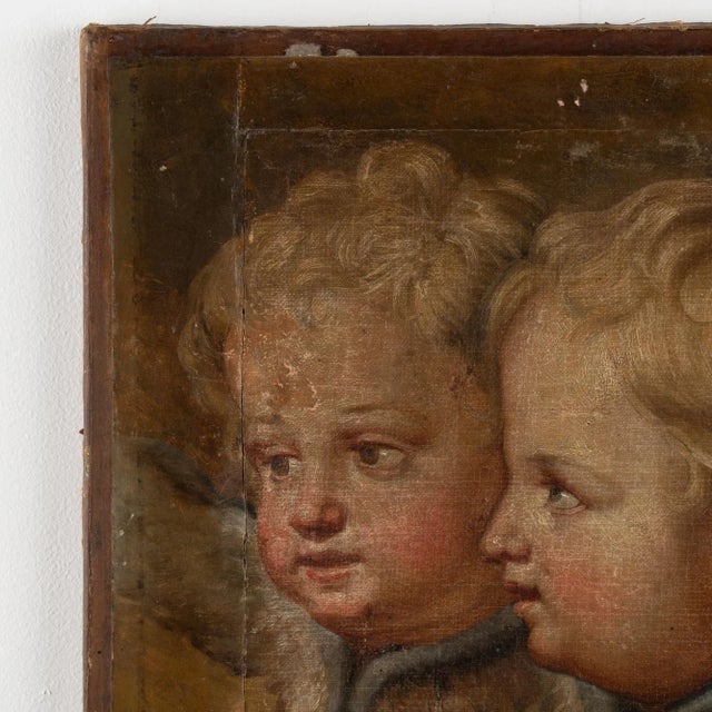 Original Oil on Canvas Painting of Two Putti Cherubs, Denmark Circa 1840-60 For Sale - Image 6 of 11