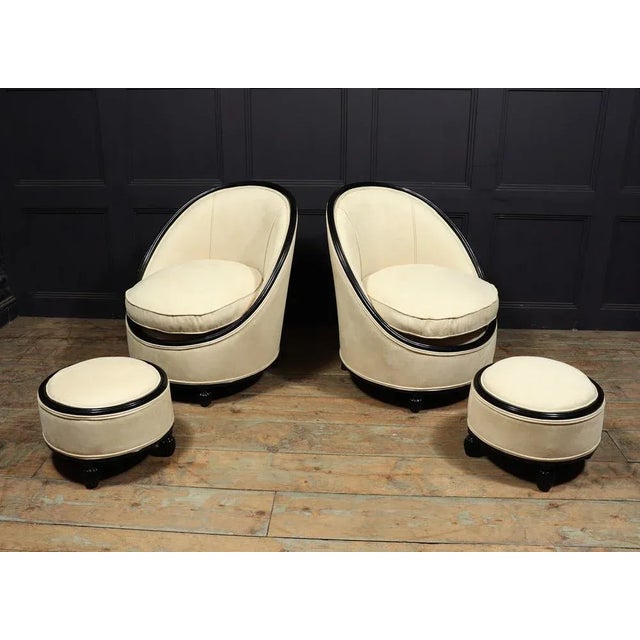 French Art Deco Salon Chairs in the Style of Ruhlman, 1925, Set of 4 For Sale - Image 4 of 12