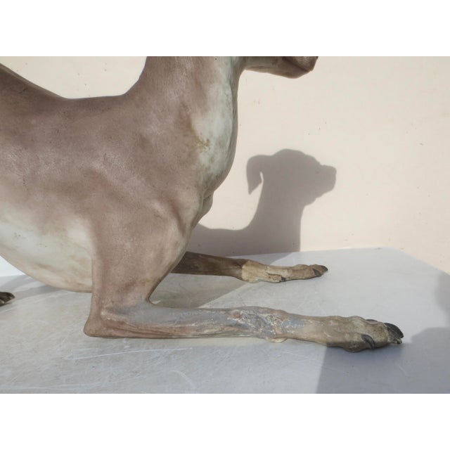 Life Size Antique French Porcelain Grey Hound 1867 ( 159 Years Old) For Sale - Image 14 of 16