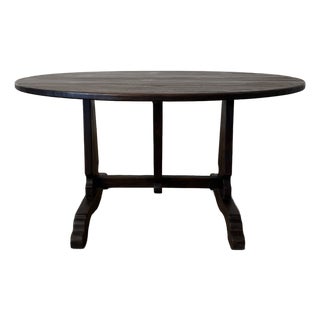 Lyon Reclaimed European Pine Oval Dining Table or Center Table in Walnut Finish For Sale