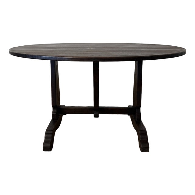 Lyon Reclaimed European Pine Oval Dining Table or Center Table in Walnut Finish For Sale